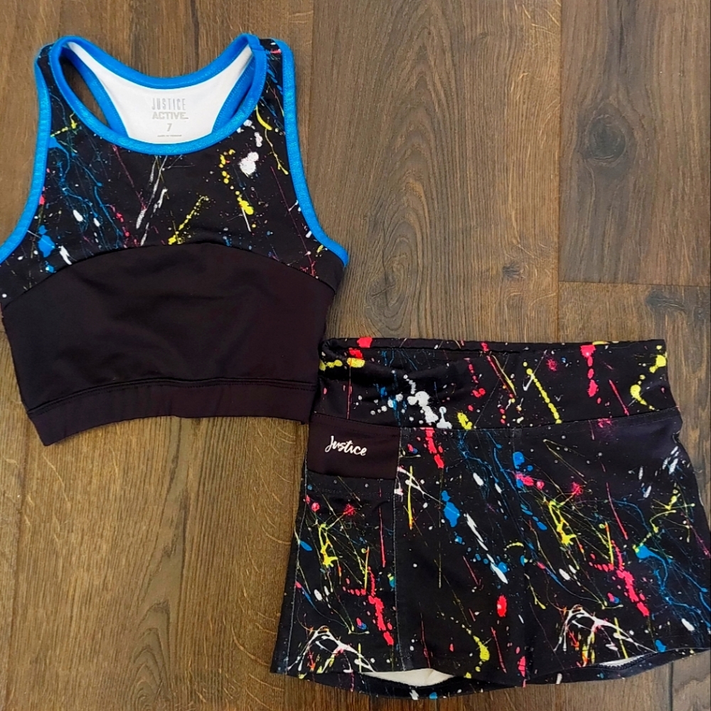 Justice paint splatter activewear set size 7